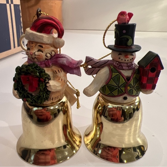Jim Shore Other - A Lot Of 2 2009/2010Jim Shore Snowman Christmas Hanging Gold Bell Ornament RARE
